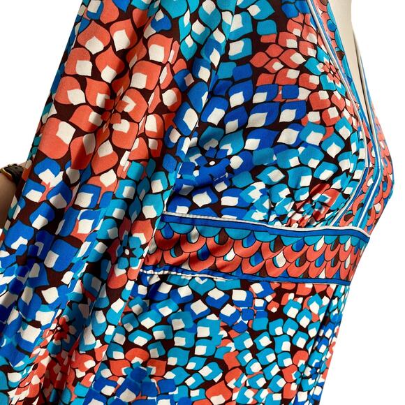 eci New York Floral V-neck Top 3/4 Sleeves Keyhole Back Stretch Y2K Blouse Med - Picture 9 of 10